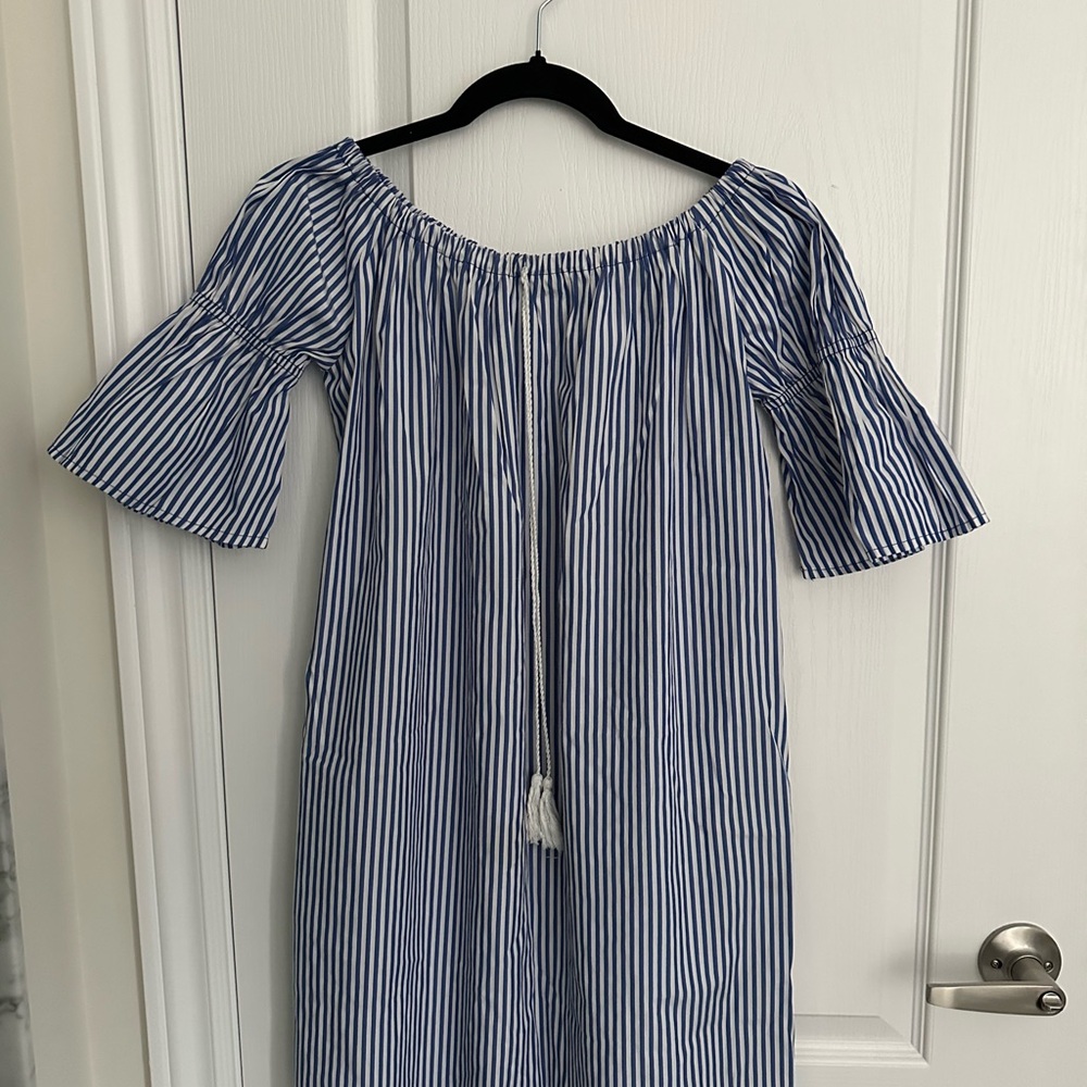Striped Blue Long Sleeve Dress